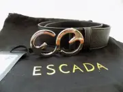 ESCADA Womens Leather Belt Size XS Black Logo NWT + Gift Bag