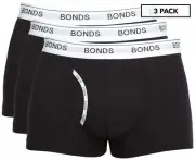 BONDS Men's Guyfront Trunk Briefs Boxer Underwear 3-Pack - Black/Navy/Grey