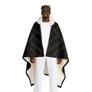 Mondrian Line Design Sherpa Fleece Blanket Hoodie