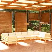10 Piece Garden Lounge Set with Cream Cushions Pinewood vidaXL