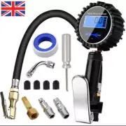 Digital Tyre Inflator Pressure Gauge LCD Air Line Clip-on Tyre Pump Compressor