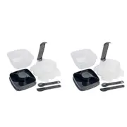 2x LocknLock 2in1 To-Go 1.5L Salad Container Lunchbox Storage w/Spoon/Fork BLK