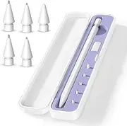 Inesore Pen Case Compatible with Apple Pencil Pro/1st Generation/2nd Generation/USB-C,Contain 5 Pen Tips for Apple Pencil Tips Replacement Accessories (Purple)