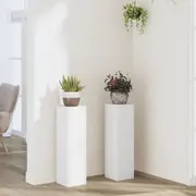 vidaXL Plant Stands 2 pcs White 17x17x60 cm Engineered Wood