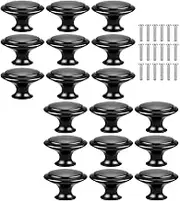 18 Pcs Black Cabinet Drawer Knobs, 1.13" Pulls and Handles with Screws, Kitchen Hardware for Dresser, Bathroom