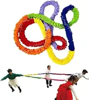 Elastic Rope Teamwork Games - Fleece Elastic Dynamic Band, Pull Rope | Four-Direction Design Outdoor Ciir cle Pull Rallly Ring, Color Sports Rainbow Running Ring for Kids, Group Activities