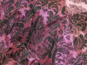 Fuchsia Black Metallic Floral Brocade Fabric By the Yard 48" Wide