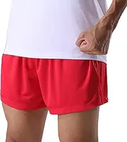 [Aosufei] Men's 3" Breathable Lightweiht Athletic Shorts Quick Dry Drawstring Sports Shorts Solid Casual Beach Board Shorts