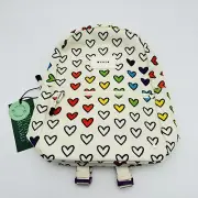 State Kane Kids Colorful Hearts Travel School White Backpack NEW W/ TAG