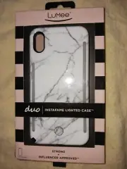 Lumee Apple iPhone XS Max Instafame Duo Light Up White Marble Phone Case