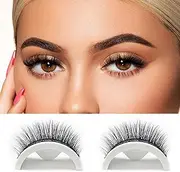 Reusable Self-Adhesive False Eyelashes No Glue Lashes Eyelashes Easy To Put On Handmade False Eyelashes for Women and Girls 2 Pairs (W09)
