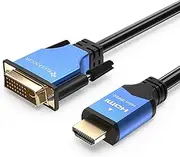 BlueRigger HDMI to DVI Cable (5M, High-Speed, Bi-Directional Adapter Male to Male, DVI-D 24+1, 1080p, Aluminum Shell) - Compatible with Raspberry Pi, Roku, Xbox One, PS5/PS4, Graphics Card