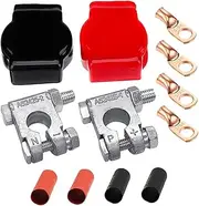 LOORGVEL 1Pair Heavy Duty Car Battery Terminal Kit Easy to Install Protective Connectors with Covers for Vehicle Electrical System Compatible with Car Audio Accessories and More