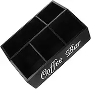 GRIRIW Wooden Coffee Bar Organizer Rustic Style Storage Box for Coffee Syrups Condiments Napkins Accessory Minimalist Design for Home Decor
