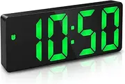 ORIA Digital Alarm Clock, LED Alarm Clock with 6.5inch Large Display, USB Powered LED Clock with Date, Snooze, Temperature, Adjustable Brightness Function, Desk Clock for Home, Office -Green