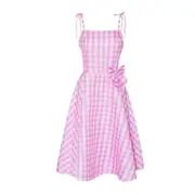 Women Barbie Movie Cosplay Party Costume Pink Slip Dress Halloween Party Dresses Gifts - 3XL