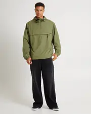 System Recycled Water Resistant pray Anorak Jacket Military Green