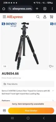 Benro Tripod C1691T + Head B0 C1691TB0 Carbon Trans-functional Travel Angel