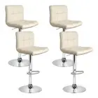 4x Bar Stools Leather Gas Lift Beige Modern Kitchen Dining Furniture Set -BGX4