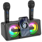 Karaoke Machine for Adults and Kids with 2 UHF Wireless Microphones,Portable ...