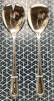 Kensington Home Stainless Steel 2pc Serving Set Euro Bead for Salad & Fruits