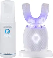 SVKCO Ultrasonic Automatic U Shaped Toothbrush for Adults, 360° Electric, 30'' Automatic Timer, Wireless Charging, Washable, Travel & Home, Dual-use, 4 Settings, Teeth Whitening, Battery Powered