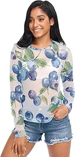 [RPLIFE] Blueberries Mesh Blouse for Women, Sheer Top S-XXL