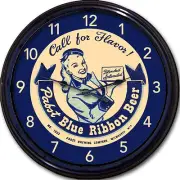 Pabst Blue Ribbon PBR Beer Coaster Wall Clock Milwaukee WI Ale Lager Man Cave