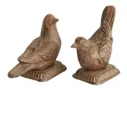 Mr Gecko Cast Iron Doves Hand Made Antique Rust Decor Figurine Statue Pair