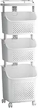 Fenteer Laundry Cart Clothes Basket Storage Organization Basket Storage Shelves Laundry Hamper for Home, Kitchen, Dorm, Apartment, 3 Tiers