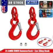 6mm Hammerlocks + Eye Sling Hooks Safety Chain Caravan Trailer connecting Extend