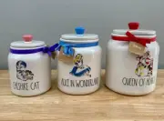 Disney Rae Dunn Queen of Hearts Alice in Wonderland Chesire Cat Canister Set