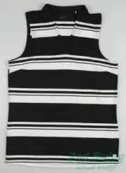 New Womens Puma Cloudspun Valley Stripe Sleeveless Polo S Puma Black MSRP $55