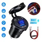 Car Parts Cigarette Lighter Socket USB Charger Power Outlet LED Voltmeter Black