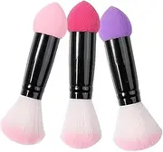 [WOONEKY] 3pcs Double-ended Powder Brush Blush Cream Dual Ended Makeup Brush Concealer Brush Cosmetics Tools Double Ended Makeup Brush Loose Powder Brush Contour Brush Make up Blending Brush