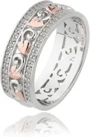 Welsh Clogau Sterling Silver & 9ct Rose Gold Tree Of Life Ring UK-T US-9 5/8