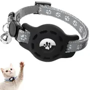 Reflective Pet Airtag Dog Cat Collar Holder for Apple Air Tag Protective Case-Grey