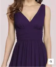☆ NWT Ever Pretty Women's Double V-Neck Elegant Maxi Long Dress Size 6 Purple