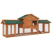 i.Pet Chicken Coop Rabbit Hutch 220cm x 44cm x 84cm Large Run Wooden Outdoor Bunny Cage House