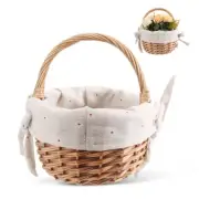 Hand-Woven Wicker Basket Simulation Flower Basket Single Handle Small6474