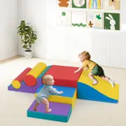 Costway7 Pieces Foam Building Blocks Set for Kids Creative Learning Toy Set-Red
