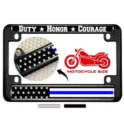 Motorcycle Metal License Plate Frame-Duty Honor Courage Thin Blue Line USA FLAG