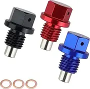 MYLERCT Magnetic Oil Drain Plug Made of Aluminium Alloy, Pack of 3 Coloured Magnetic Drain Plug Oil, Universal Oil Drain Plug with Sealing Ring, for Most Cars, Boats, Motorcycles (M12 x 1.25)