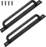 Hejo 2PCS Sliding Barn Door Handles, Durable Aluminium Alloy Sliding Door Pull Handles, Heavy Duty Black Sliding Pull Handles for Shed Door, Balcony Door, Kitchen Cabinet