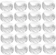 COMPUKAS 20pcs Transparent Cosmetic Sample Jars Containers for Eyeshadow Nail Polish Creams for Travel Storage Easy to Use Secure Lid