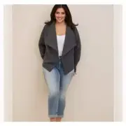 NWT Torrid Fleece Drape Front Jacket Gray Blazer Business Casual Minimalist 4X