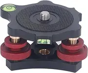 Tripod Head Leveling Base, Aluminum Alloy Triple Wheel Leveler Base with 3/8 Inch Thread, Camera Leveler Base with 3 Bubble Levels for Macro Panoramic Photography