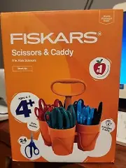 Fiskars Kids Scissors & Caddy 24 COUNT Blunt Tip 5" Class Pack w/ 2 LEFTY Safe