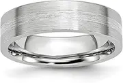 [JewelryWeb] Cobalt Chromium 925 Sterling Silver Inlay Satin 6mm Band Ring-Band Style-Ring for Women and Men