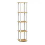 Furinno Turn-S-Tube Wood 5-Tier Corner Rack Display Shelf in Beech/Natural